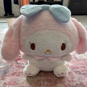 Sanrio My Melody Plush Backpack Pink White Blue Adjustable Straps Inside Pockets